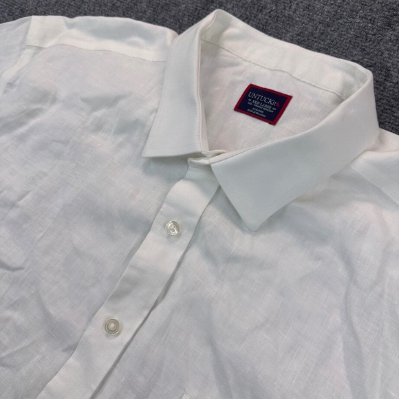 UNTUCKit Wrinkle-Resistant 100% Linen Short-Sleeve Cameron Shirt Men's 3XL White - Picture 1 of 10